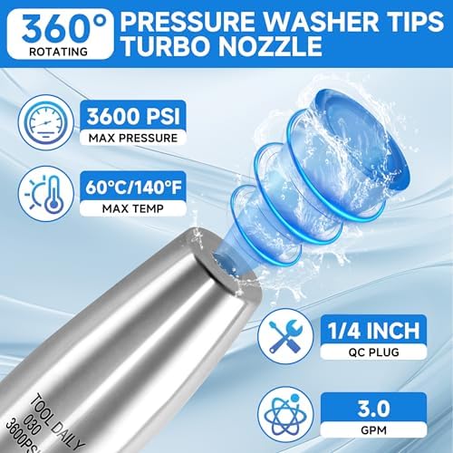 Tool Daily Turbo Nozzle Pressure Washer Stainless Steel, 360° Rotating - Image 3