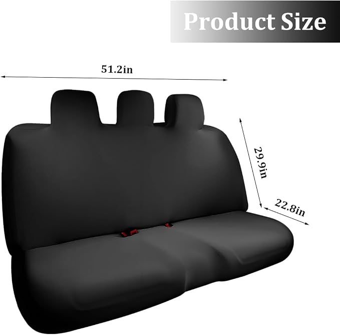 Car Seat Cover, Elastic Waterproof Dustproof Vehicle Back Seat Protector, Scratch Proof Automotive Interior Rear Bench Cover Accessories, Universal Fit (Black) - Image 2