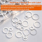 510PCS Oil Crush Washer,18 Sizes Oil Drain Plug Gaskets Assortment Kit,Automotive Aluminum Drain Plug Washer M6 M8 M10 M12 M14 M16 M18 M20 M22 M24 - Image 3