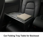 Car Laptop Desk Fit for Tesla Model Y 3 S X, Foldable Food Tray | Car Tray Table for Driver&Passenger, Eating & Working, Carbon Fiber Texture, Support Leg, Dual Hinge - Image 5