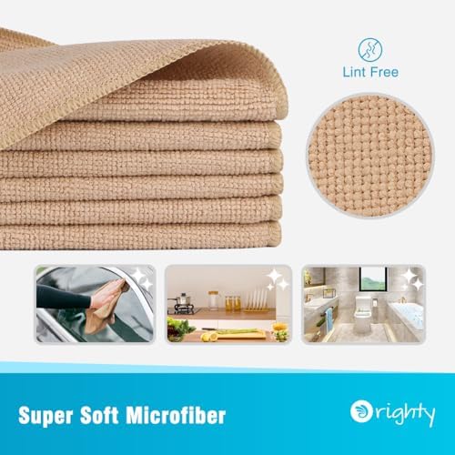 Orighty Microfiber Cleaning Cloth, Cleaning Rags, 12 Pack, 12x11 in, Brown - Image 2