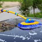 43'' Car Wash Brush with Long Handle Chenille Microfiber Car Wash Kit Mitt Retractable Bent Pole Car Wash Mop for Cars RV Truck Boat (Blue-1) - Image 5