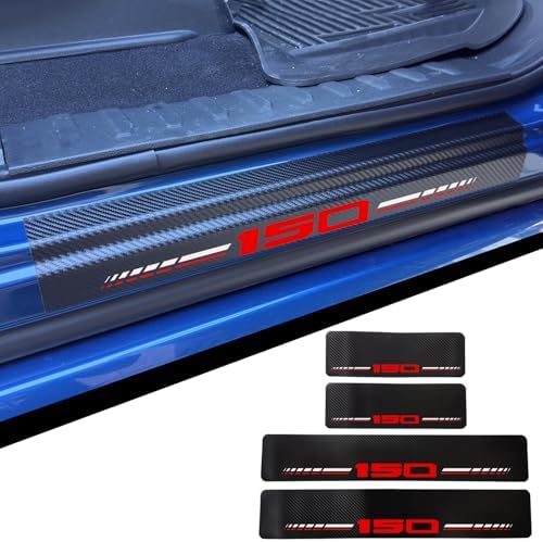 Car Door Sill Protectors Compatible with Ford F-150 2015-2026 Accessories, Thick Carbon Fiber Door Sill Scuff Plate Cover, Anti-Scratch Door Entry Guard Decorative Stickers (RED, Fit for F150) by Unknown