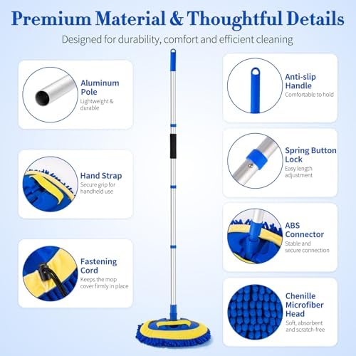 HIPPIH 62" Car Wash Brush kit with Long Handle & 3 Scratch-Free Refill Mitt - Image 5
