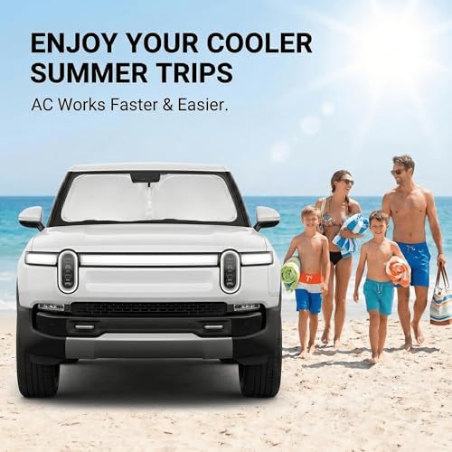 Windshield Sun Shade for Rivian R1S/R1T 2022-2024 2025 2026 Sunshade Front Window Shade Custom Fit R1S Accessories Sun Visor Foldable Shade Blocks UV Rays Accessories - Image 4