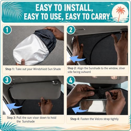 Lexus GS GX LS Windshield Sun Shade, Custom Fit Foldable Front Window Sunshade Protector, Blocks UV Rays and Heat, Fits 1990–2025 Models - Image 6