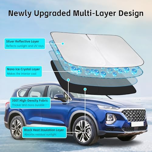 Windshield Sun Shade for Hyundai Santa Fe 2013-2023 Sunshade - Image 3