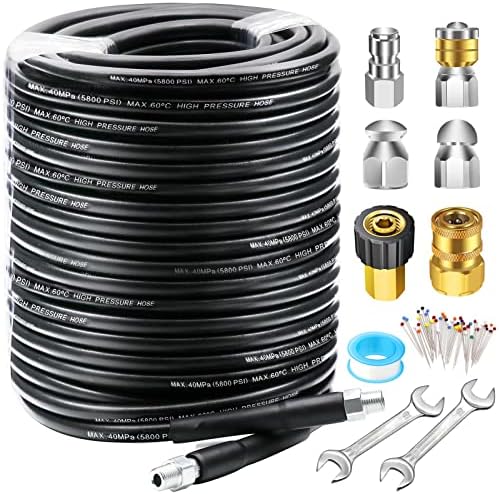 150FT Sewer Jetter Kit for Pressure Washer, 5800PSI Drain Cleaner Hose by WESTBAY