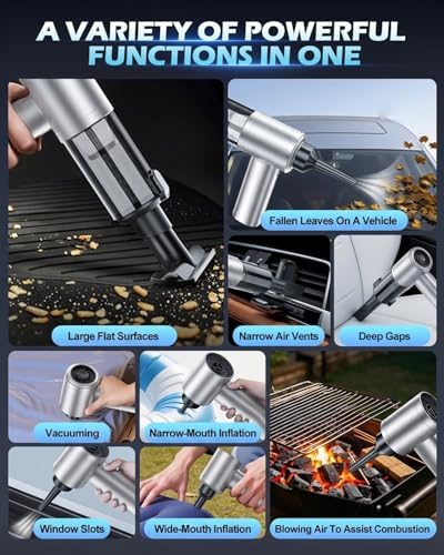 2026 Upgraded Handheld Car Vacuum, Cordless Car Vacuum Cleaner with 15000Pa Strong Suction, Brushless Motor & Filter, 7-in-1 Cleaning Kit, Type-C Charging for Home Office Car Pet (Silver) - Image 3