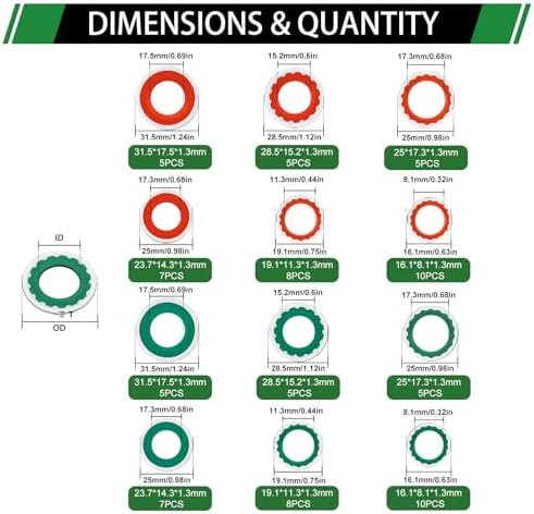 80PCS A/C Compressor Seal Washers Assortment Kit, A/C Gaskets - Image 2