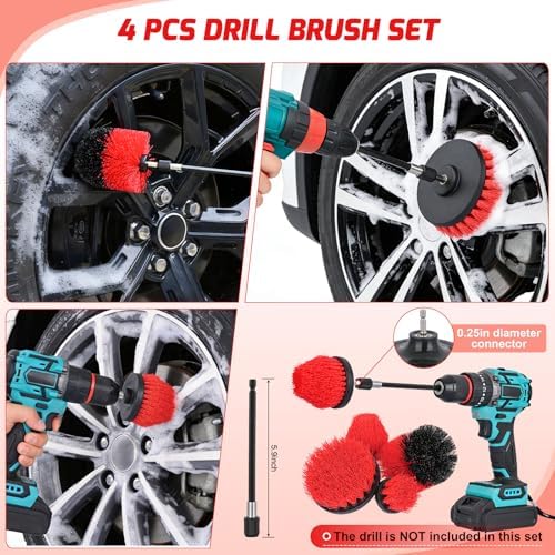Nilight 27PCS Car Detailing Kit for Interior Exterior Car Care, Red - Image 5