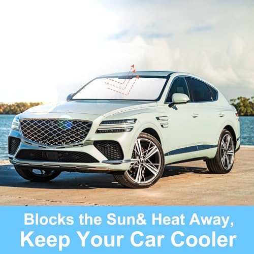 TINGLU Sun Shade for Genesis GV80 2021-2025 2026 Accessories Windshield Sun Shade Window Shade UV Rays Protection Sun Visor Cover with Steering Wheel Sunshade Storage Bag - Image 5