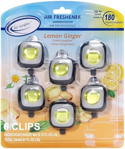 Air Jungles Lemon Ginger Scent Car Air Freshener Vent Clip 6 Ct by AirJungles