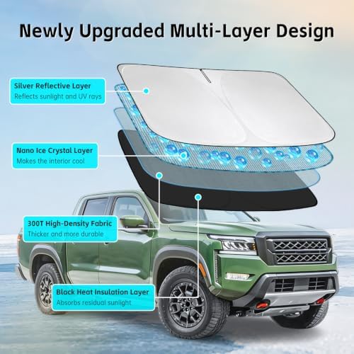 Windshield Sun Shade for Nissan Frontier 2022-2026 Sunshade - Image 3