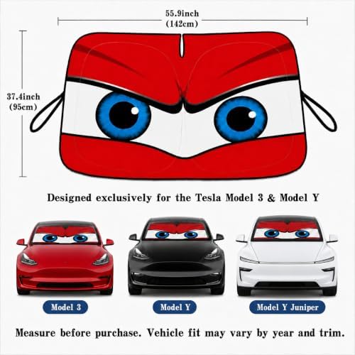 Tesla Model Y/3 Windshield Sun Shade, Bold Red - Image 5