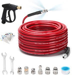 Sewer Jetter Kit for Pressure Washer 100 FT, Drain Cleaner Hose with Power Washer Gun, 1/4 Inch NPT Corner, Rotating and Button Nose Sewer Jetting Nozzle,Waterproof Tape, Pearl Corsage Pin, Spanner by SEPLY