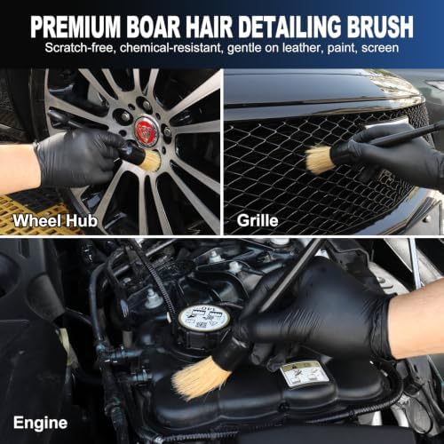 Wheel &Tire Brush, 6PCS Car Wheel Cleaner Brush Set, Detailing Brush Set | Wheel Brushes for Cleaning Wheels, Rim Brush for Car Body Exterior Surface, Carpet, Truck, SUV, RV, Motorcycle - Image 6