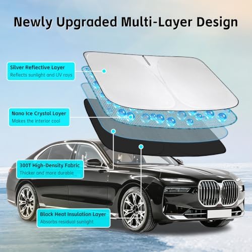 Windshield Sun Shade for BMW 7 Series 2001-2026 Sunshade - Image 3