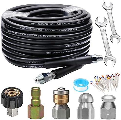 Sewer Jetter Kit 50FT for Pressure Washer, 5800PSI Drain Cleaner Hose by WESTBAY