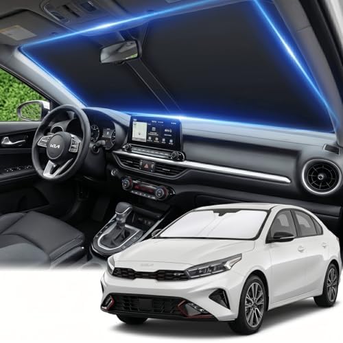 for Kia Forte Windshield Sun Shade 2019-2024 2025 Sunshade Front Window Shade Custom Fit Forte Accessories Sun Visor Foldable Shade Blocks UV Rays Accessories by AuyNeas