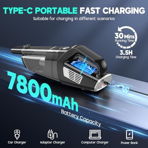CKIKH Handheld Vacuum Cordless, 15000PA Hand Held Car Vacuum Cleaner - Image 4