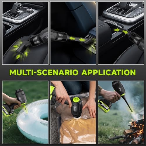 Cordless Car Vacuum Cleaner, 35000pa Powerful Handheld Vacuum & Air Duster with 2 Batteries, Portable Rechargeable Vacuum for Car Detailing, Pet Hair, Home & Office(Green) - Image 3