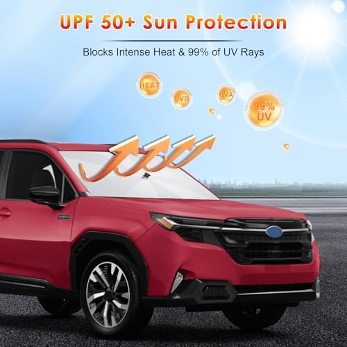for Umbrella Sunshade for Car Windshield 2025-2026 Subaru Forester Custom Fit Windshield Sun Protector Cover 6-Layer Heat-Resistant Fabric, Ultra-Strong Fiberglass Frame (for 2025-2026 Forester) - Image 3
