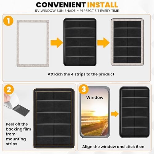 EcoNour RV Magnetic Window Shade for Side Door,Foldable UV Protection Cover | Blackout Winnebago Itasca Sunova Class A RV Entry Doors | 4 Hook & Loop Waterproof Oxford Fabric | Large (27" ×18") - Image 3
