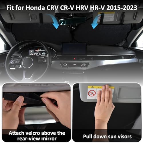 Sunshade for Honda CRV 2017-2022 Sun Shade Fit HR-V CR-V LX EX EX-L, Sport Hybrid, Sport Touring Hybrid SUV Accessories Front Window Shield Sun Visor Protector Foldable Windshield Cover Block UV Rays - Image 3