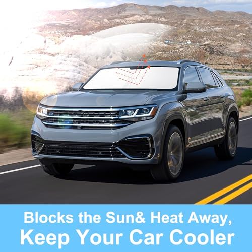 TINGLU Sun Shade for Volkswagen Atlas VW Atlas Cross Sport 2018-2025 2026 Accessories Windshield Sun Shade Window Shade UV Rays Protection Sun Visor Cover with Steering Wheel Sunshade Storage Bag - Image 5