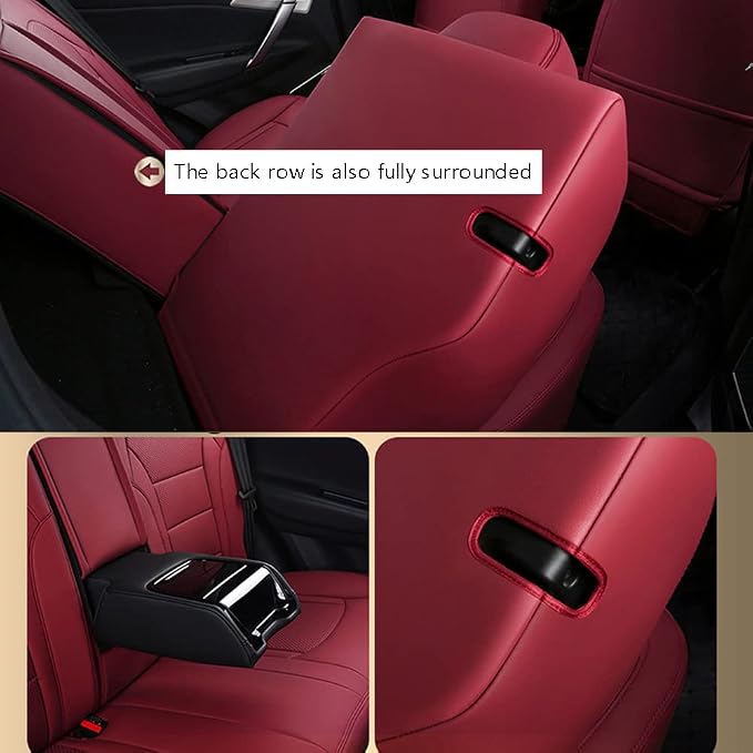 CocheFamilia Custom Fit RAV4 Hybrid Car Seat Covers for Select Toyota RAV4 Hybrid (Not for 2019-2025 Hybrid/Prime SE,XSE) 2019 2020 2021 2022 2023 2024 2025 - Full Set,Leather(Burgundy) - Image 5