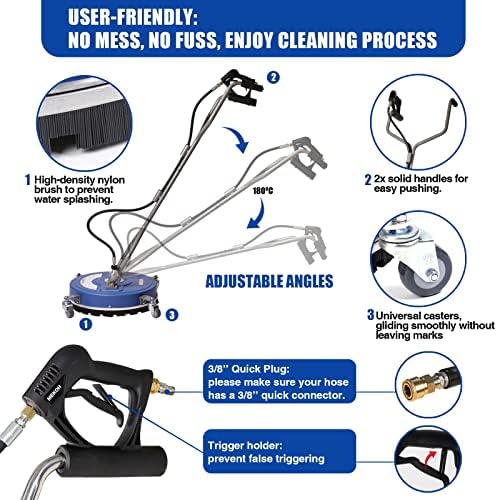 MEKOH 20” Heavy-Duty Pressure Washer Surface Cleaner with Wheels, 4500PSI - Image 6