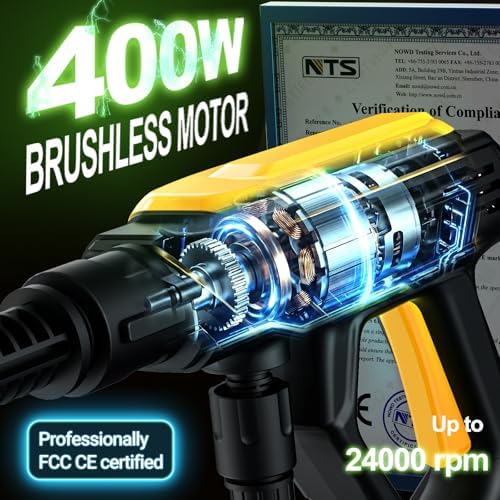 Cordless Portable Washer, 1000PSI Brushless Washer for Car Washing, Patio, Fence, Driveway, Outdoor Cleaning, with 1 Battery, 6 in 1 Nozzle, 6 Meter Hose, Tap Adapter - Image 4