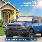 Windshield Sun Shade for Ford Bronco 2021-2024 2025 2026 Front Window Shade Custom Fit Bronco Accessories Sun Visor Foldable Shade Blocks UV Rays Summer Must Have Car Accessories - Image 2