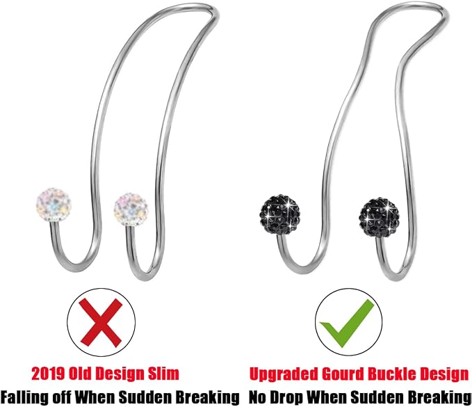 Bling Purse Hook for Car Headrest, Cute Car Seat Hooks (2Pack) | Upgraded,Durable Stainless,Car Purse Hanger,Purse holder,Rhinestones,Bag Hooks,Car Hooks for Purses and Bags Cute,Black - Image 4