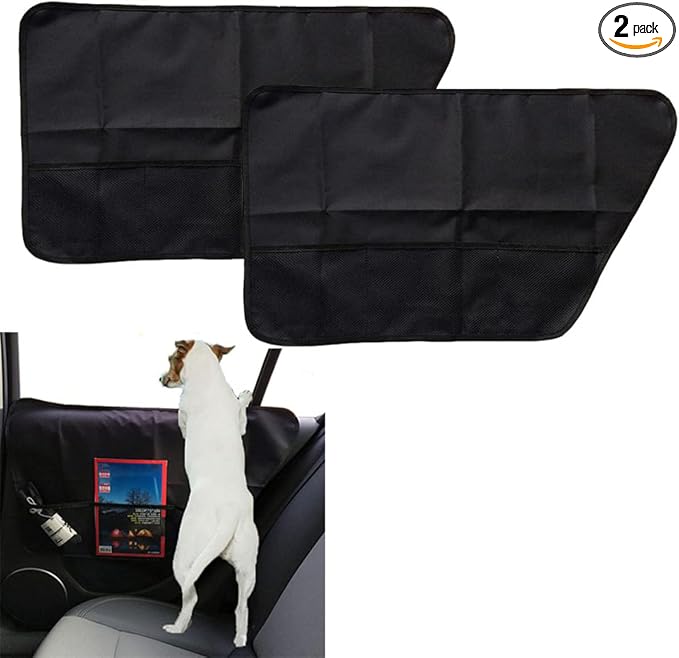 2-Pack Dog Car Door Guard - Anti-Scratch Back Seat Protector - Oxford Fabric, Black - Pet Supplies - Car Accessories for Dogs by Samlee