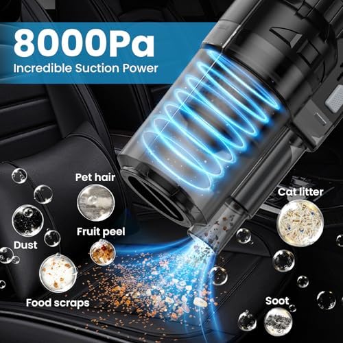Car Cleaning Kit, Car Detailing Kit with Car Vacuum 8000PA High Suction, Car Interior Cleaning Supplies with Detailing Brushes, Windshield Cleaner Tool, Car Accessories for Men & Women - Image 2