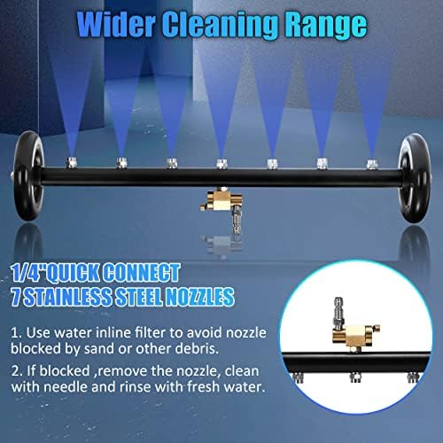 Tool Daily 24" Undercarriage Cleaner & Water Broom, 7 Nozzles, 1/4" QC - Image 3