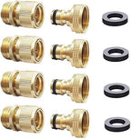 HQMPC Garden Hose Quick Connect Solid Brass Quick Connector 3/4 inch GHT (4 Sets) by HQMPC