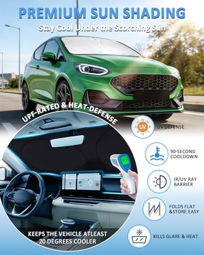 INSAUTO Windshield Sun Shade for Ford Fiesta 2017-2023 2024 2025 2026 - Image 3