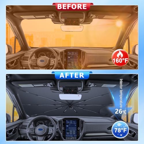 for Umbrella Sunshade for Car Windshield 2025-2026 Subaru Forester Custom Fit Windshield Sun Protector Cover 6-Layer Heat-Resistant Fabric, Ultra-Strong Fiberglass Frame (for 2025-2026 Forester) - Image 2