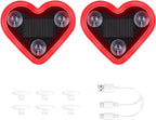 LED Solar Heart Light for Car Window Lights Interior Neon Ambient Lighting Car Accessories for Women Girl Girly Cute Decor Accessory, Smart Light Vibration Sensor, Red, 2 Pack by Vehicleloong