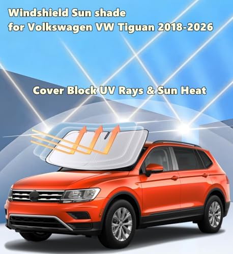 Windshield Sun Shade for Volkswagen VW Tiguan 2018-2026, 4-Layer 240T Foldable UV Block Car Accessory to Cool Interior - Image 2