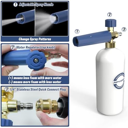 Foam Cannon Dual Connector for Pressure Washer, 1/4" Quick Connector - Image 3