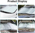 Car Windshield Sunshade, Foldable Reflective Aluminum Foil Windshield Sun Shade, 55.1" x 27.5" Front Window Sun Protector Cover, Universal for Most Cars, SUVs, Trucks (Silver #1) - Image 6
