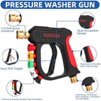 DUSICHIN Pressure Washer Short Wand High Power Spray Gun 5 Nozzle Tips Car Wash Foam Gun Foam Cannon Attachment 1/4" Quick Connector Outlet,3/8'' M22-14mm M22-15mm Fitting,Not Use with Garden Hose - Image 3