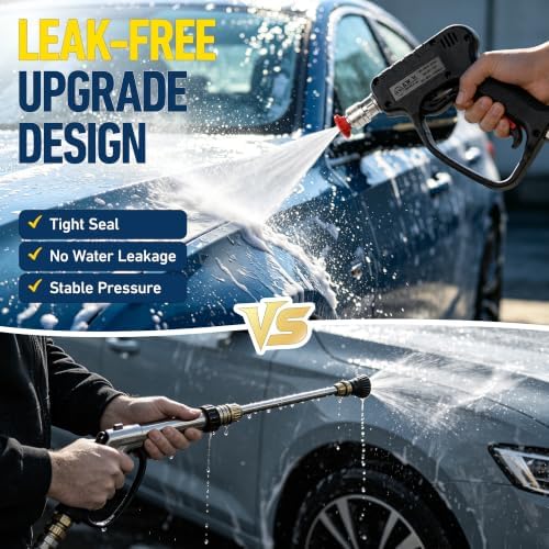 Pressure Washer Short Gun, 5000 PSI/10.5 GPM High Power Washer Spray Gun with 3/8'' Swivel Quick and M22-14mm Connect for Foam Cannon Car Wash - Image 5