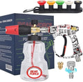 BEAR FORCE Pressure Washer Short Spray Gun M22-ID14mm Max 3000 PSI & Foam Cannon Foam Gun with 5 Tips #035 & 3/8'' Quick Connector Swivel, Additional Orifice Nozzle 1.10mm, Car Care Detailing by BEARFORCE