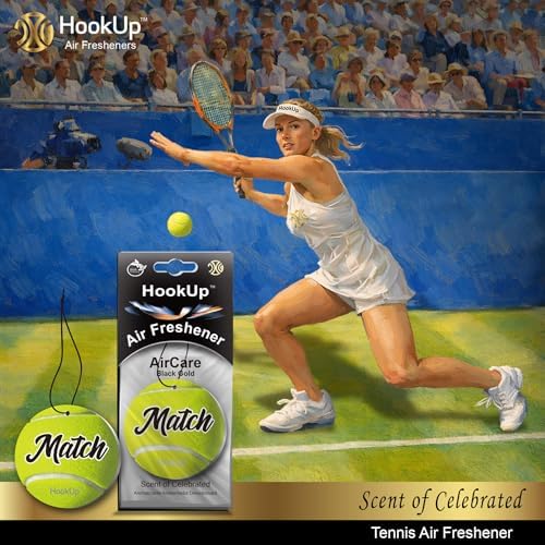 Tennis Car Air Freshener by HookUp - 4 Pack - Black Gold Scent (Extra Strong) | Unique Tennis Gift for Players, Coach, Fans | Hanging Car Accessory with Long Lasting Fresheners Smell - Image 3