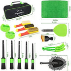 18Pcs Car Detailing Kit, Interior Car Cleaning Kit, Leather & Textile Car Interior Brush, Car Detailing Brush Set with Windshield Cleaning Tool Complete Car Interior Care Kit - Image 2